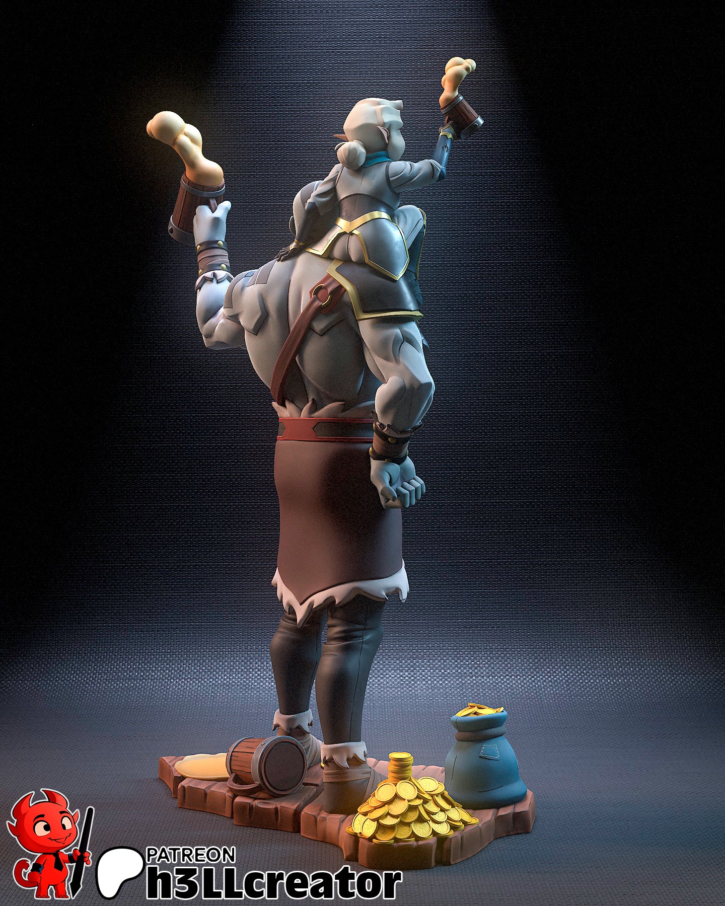 Grog and Pike (Critical Role) resin figure by h3LLcreator — studio render 6
