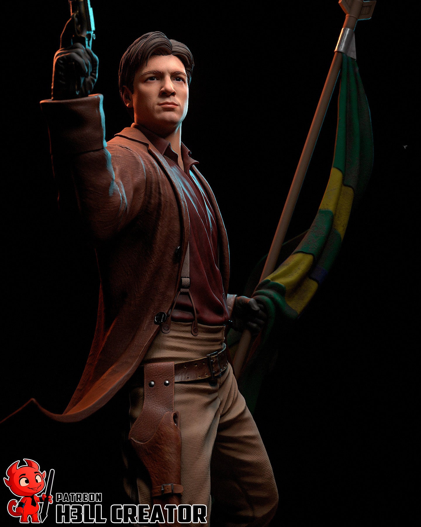 Malcolm Reynolds (Firefly) resin figure by h3LLcreator — studio render 6