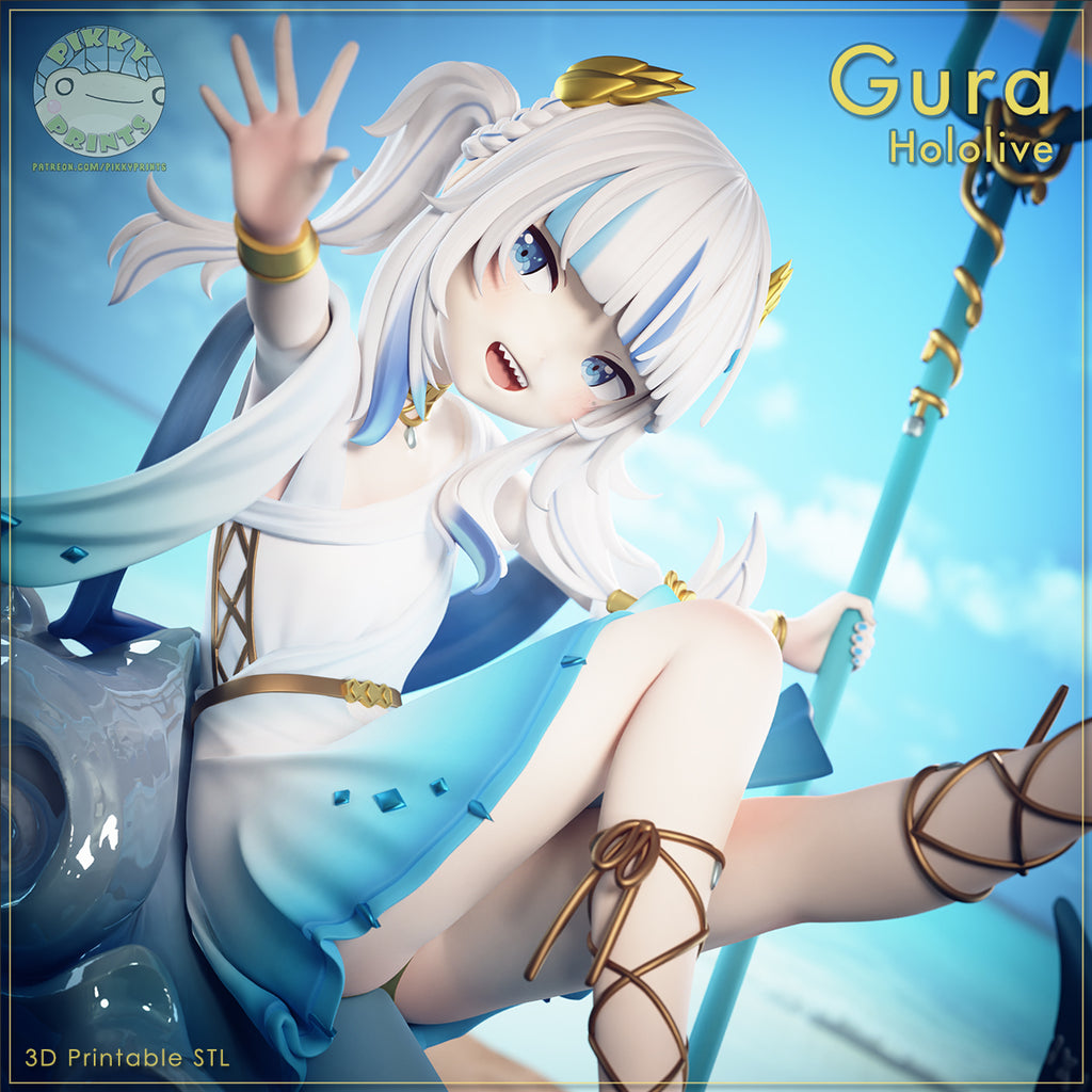 Gawr Gura (Hololive) resin figure by PikkyPrints — studio render 2