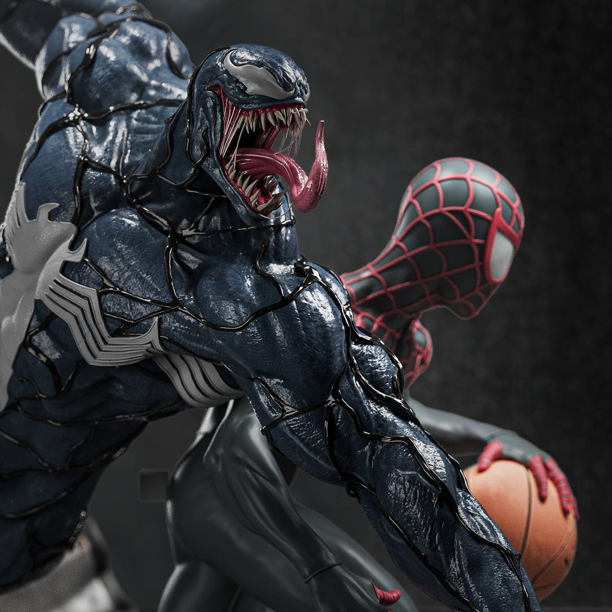 Miles Morales and Venom Marvel resin figure by CA 3D Studios — studio preview 2