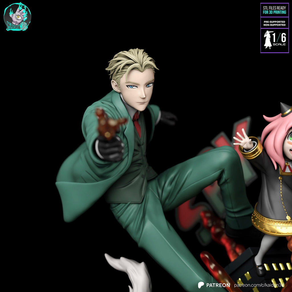 Loid and Yor and Anya (Spy x Family) resin figure by Kaidan 3D — studio render 3