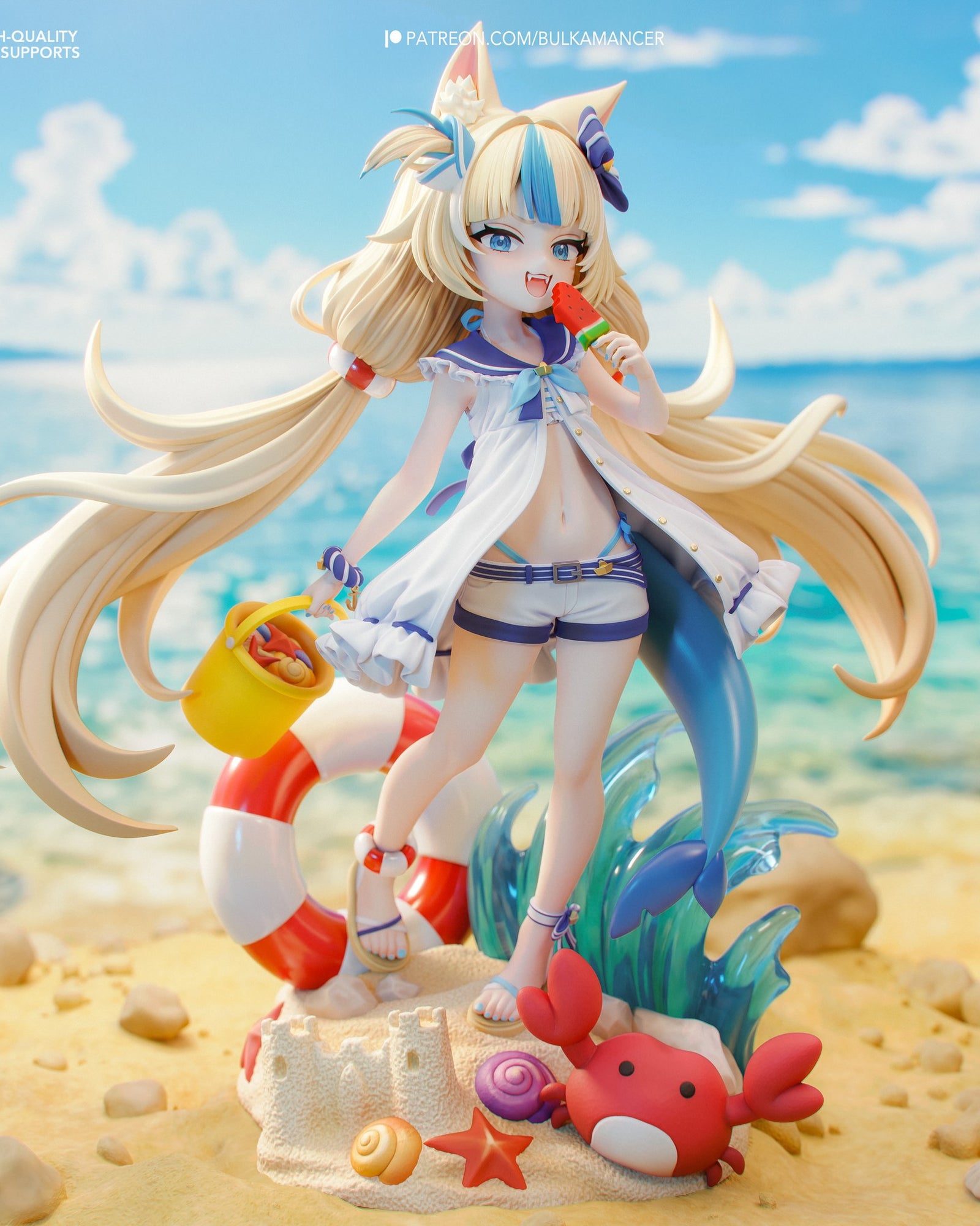 Sameko Saba (VTubers) resin figure by Bulkamancer — studio render 2