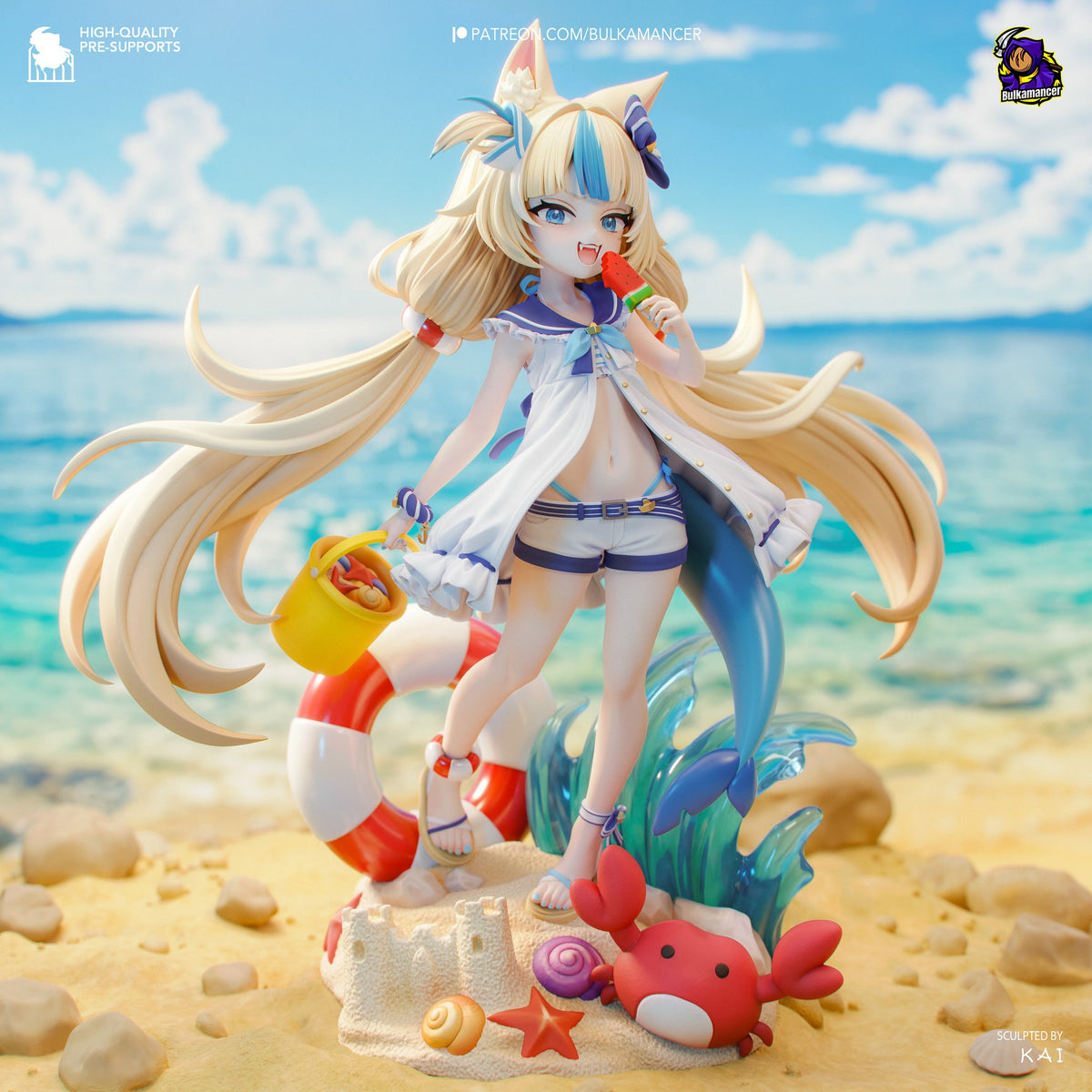 Sameko Saba (VTubers) resin figure by Bulkamancer — studio render 2