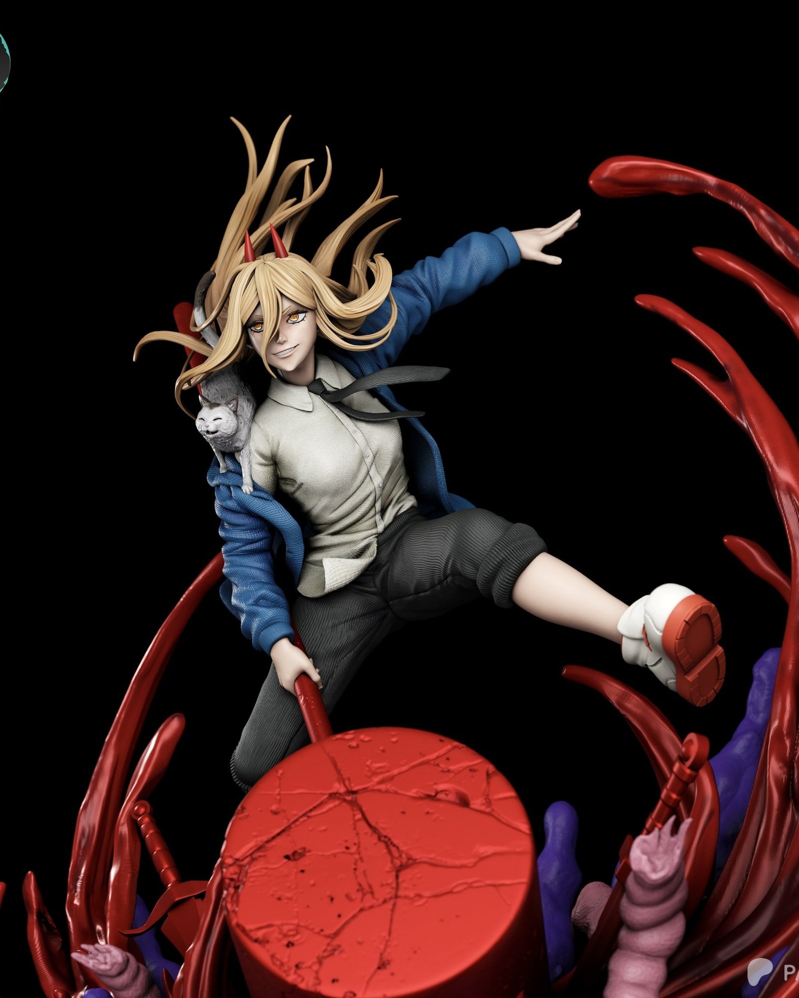 Power and Meowy (Chainsaw Man) resin figure by Kaidan 3D — studio render 2