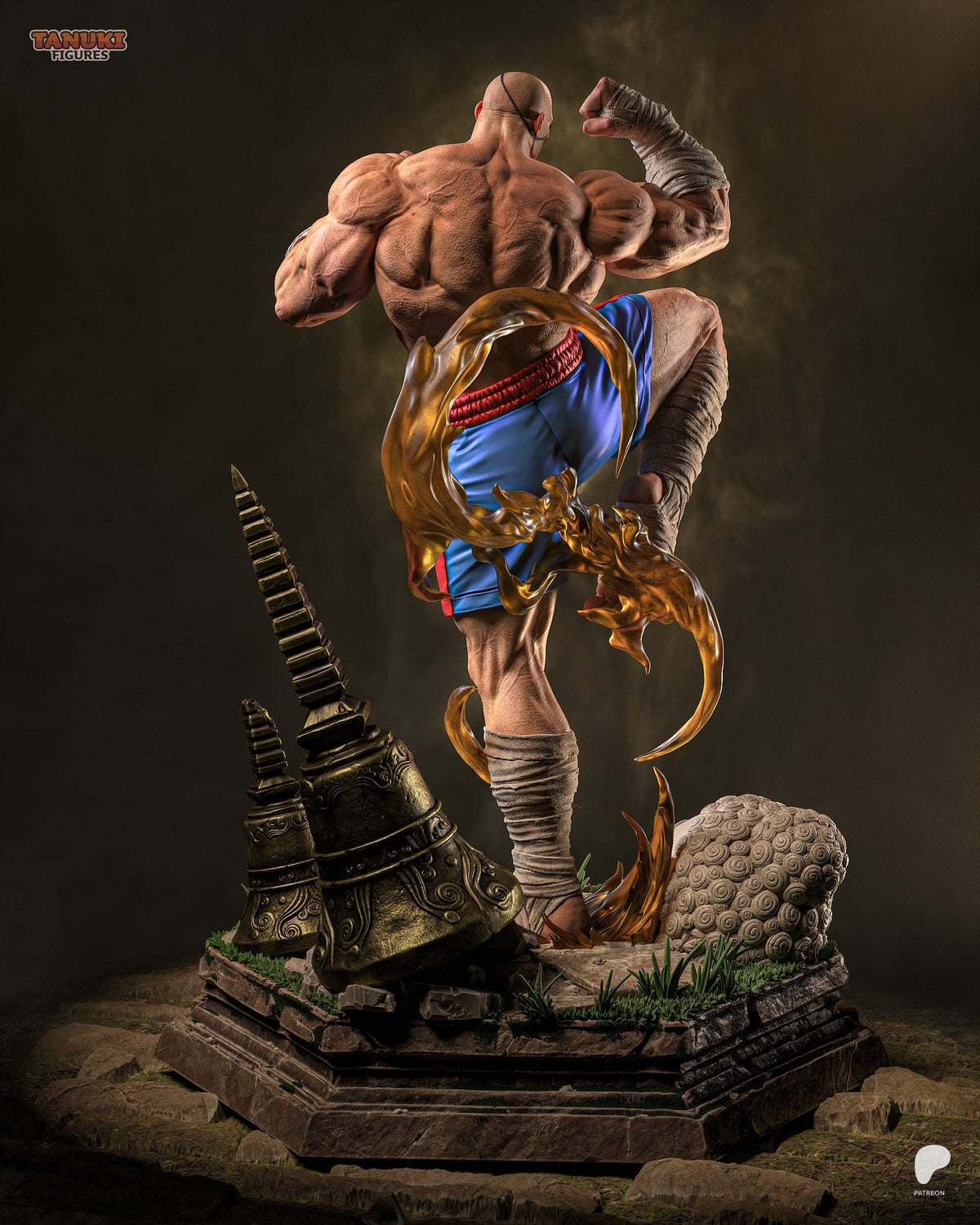 Sagat (Street Fighter) resin figure by Tanuki Figures — studio render 6