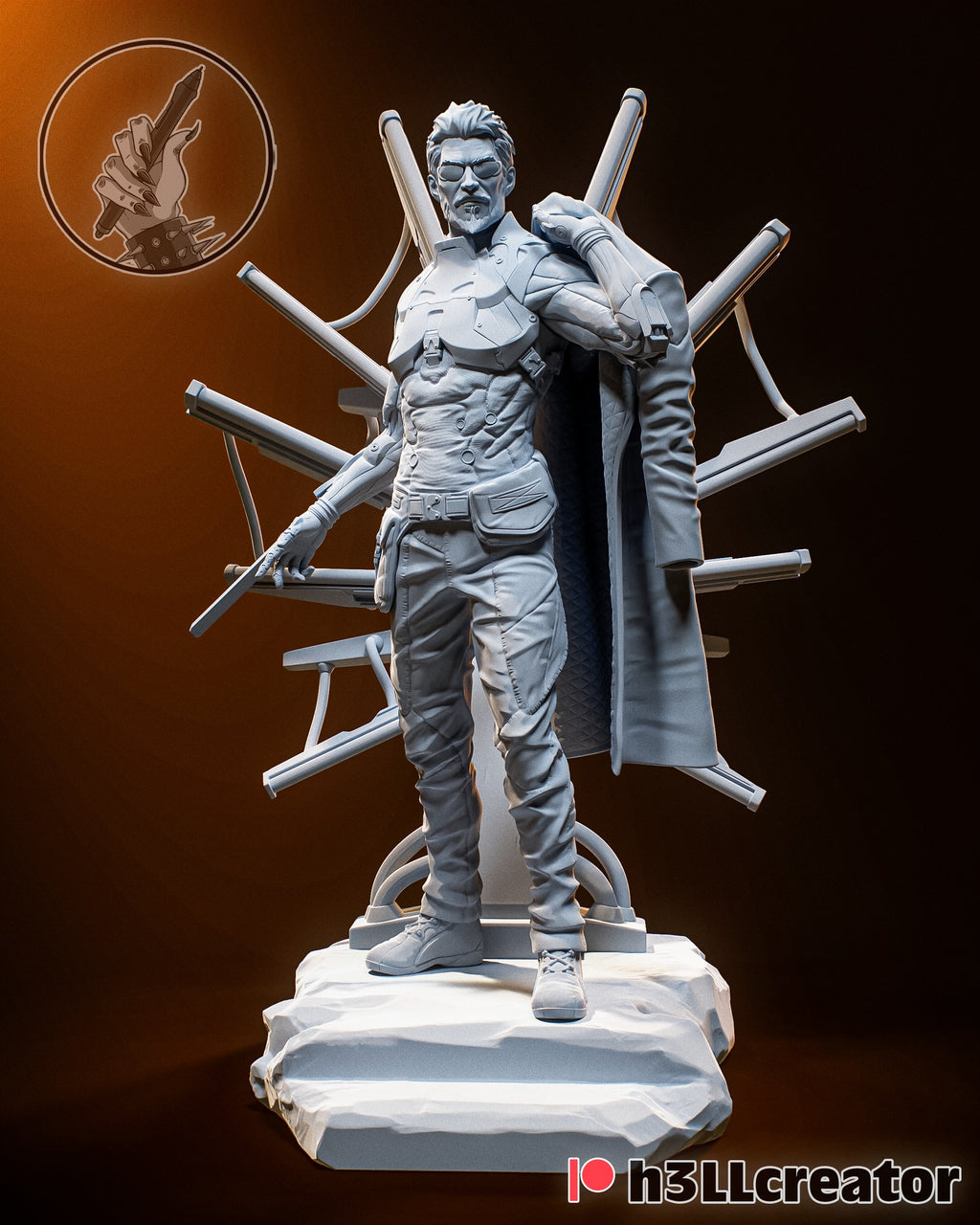 Adam Jensen (Deus Ex) resin figure by h3LLcreator — studio render 5