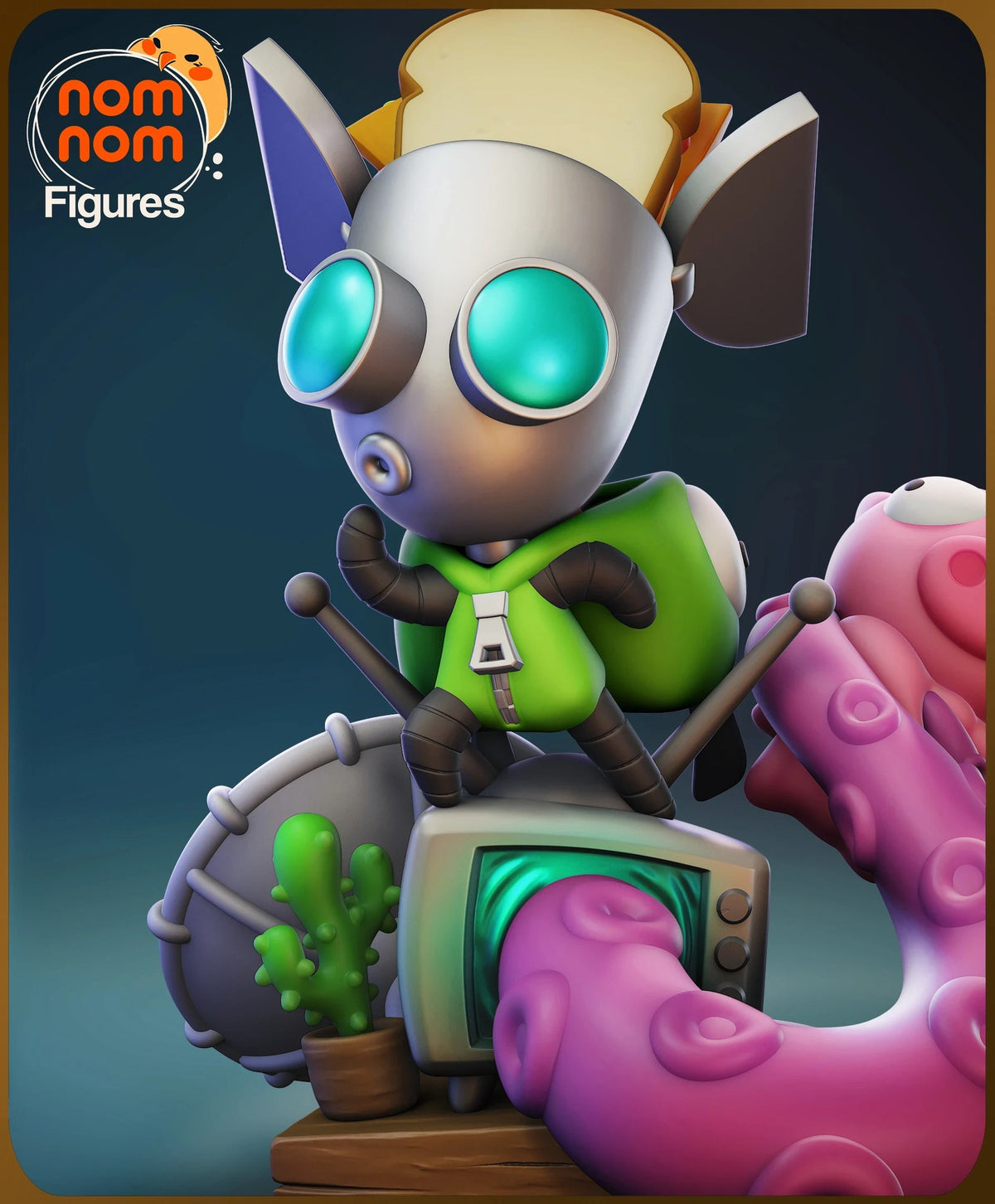 Gir Invader Zim Chibi resin figure by NomNom Figures — studio preview 2