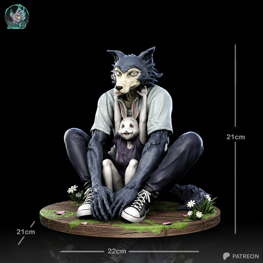 Legoshi and Haru (Beastars) resin figure by Kaidan 3D — studio render 4