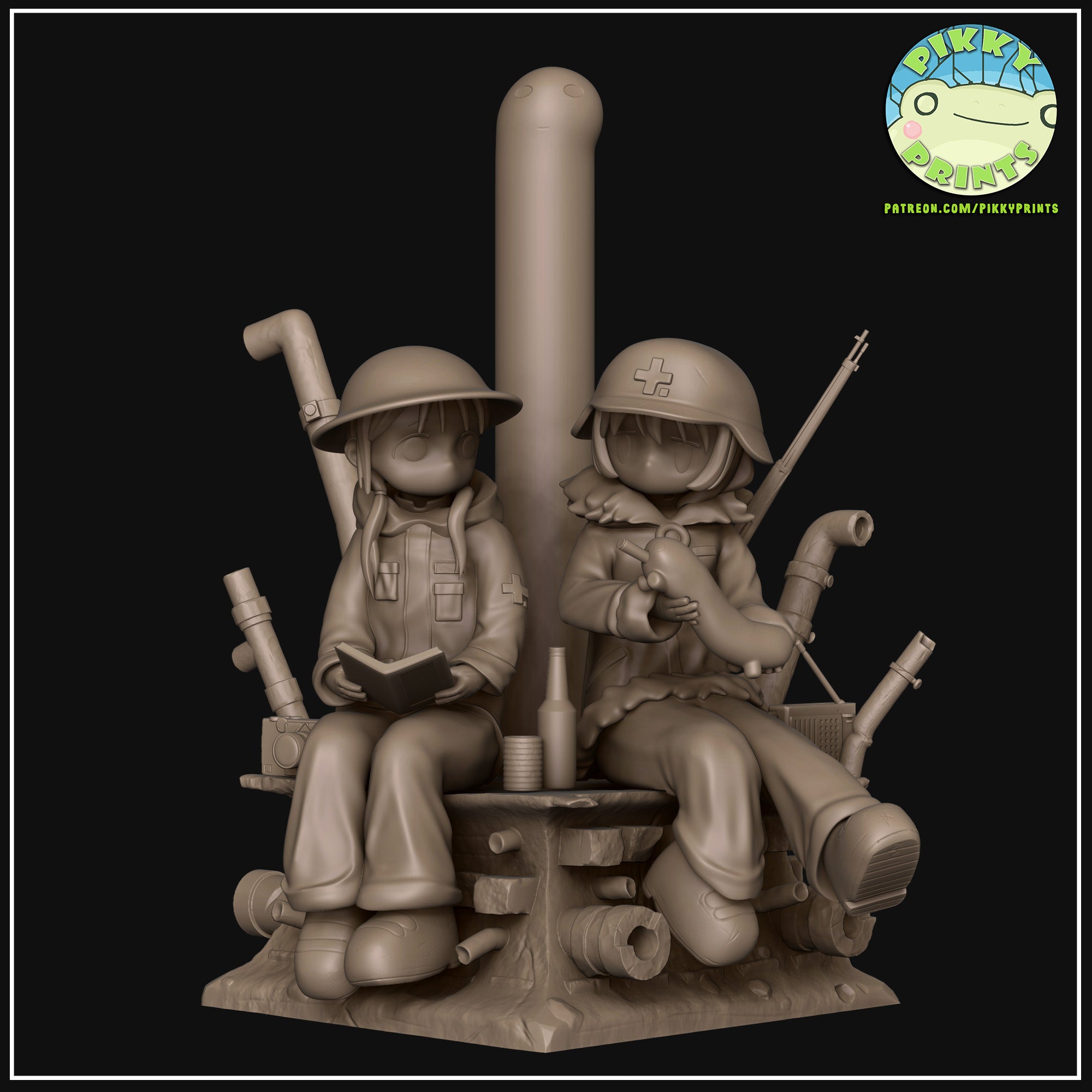Chito and Yuuri (Girls Last Tour) resin figure by PikkyPrints — studio render 6