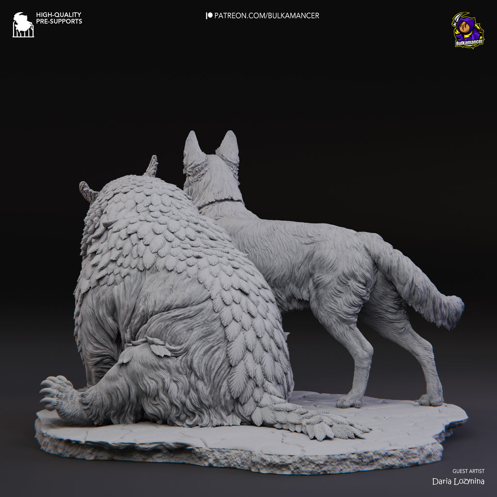 Scratch and Owlbear Cub (Baldur's Gate) resin figure by Bulkamancer — studio render 10