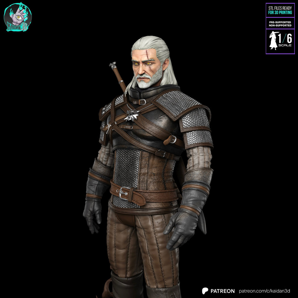 Geralt of Rivia (The Witcher) resin figure by Kaidan 3D — studio render 4