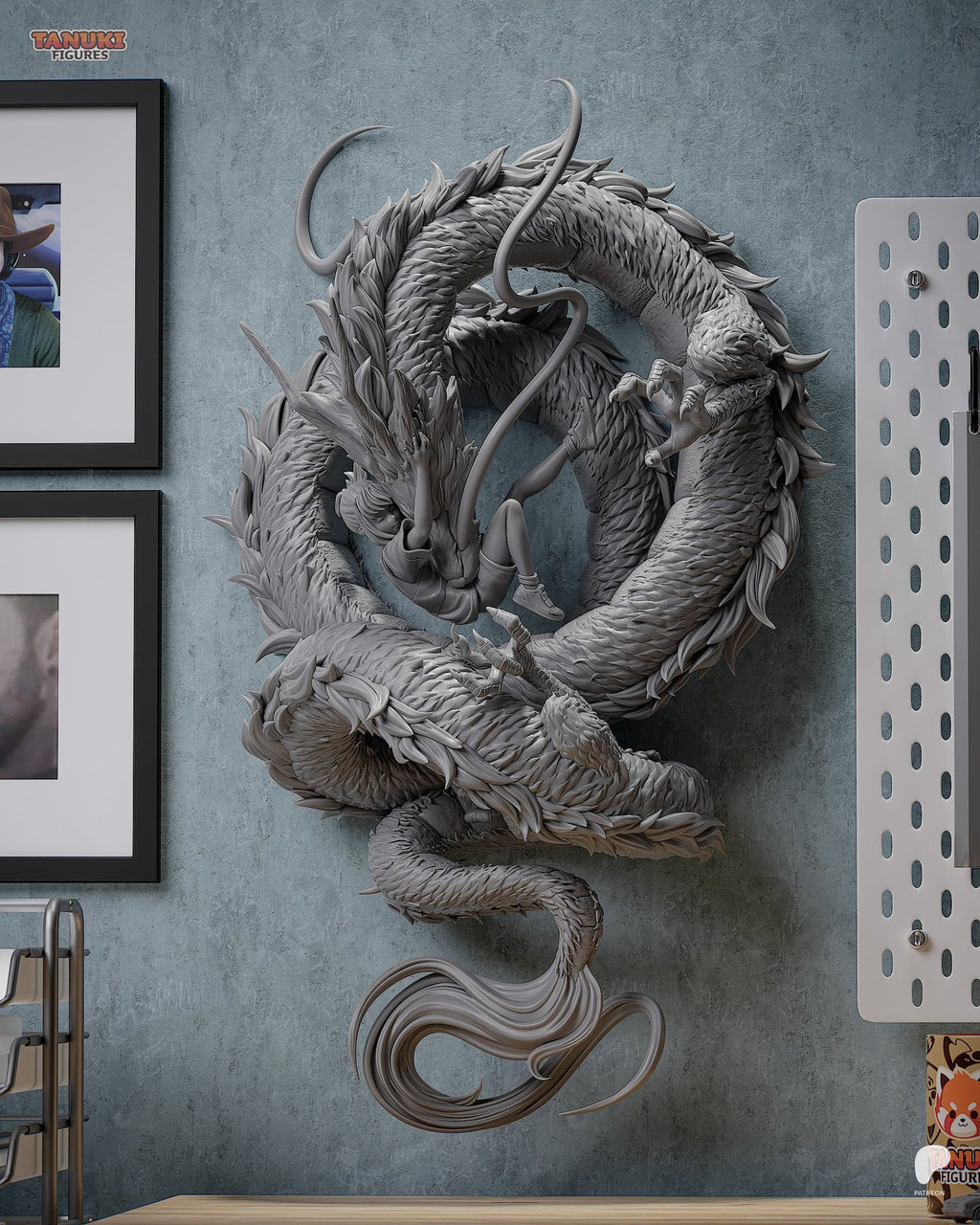 Chihiro and Haku (Spirited Away) resin figure by Tanuki Figures — studio render 6