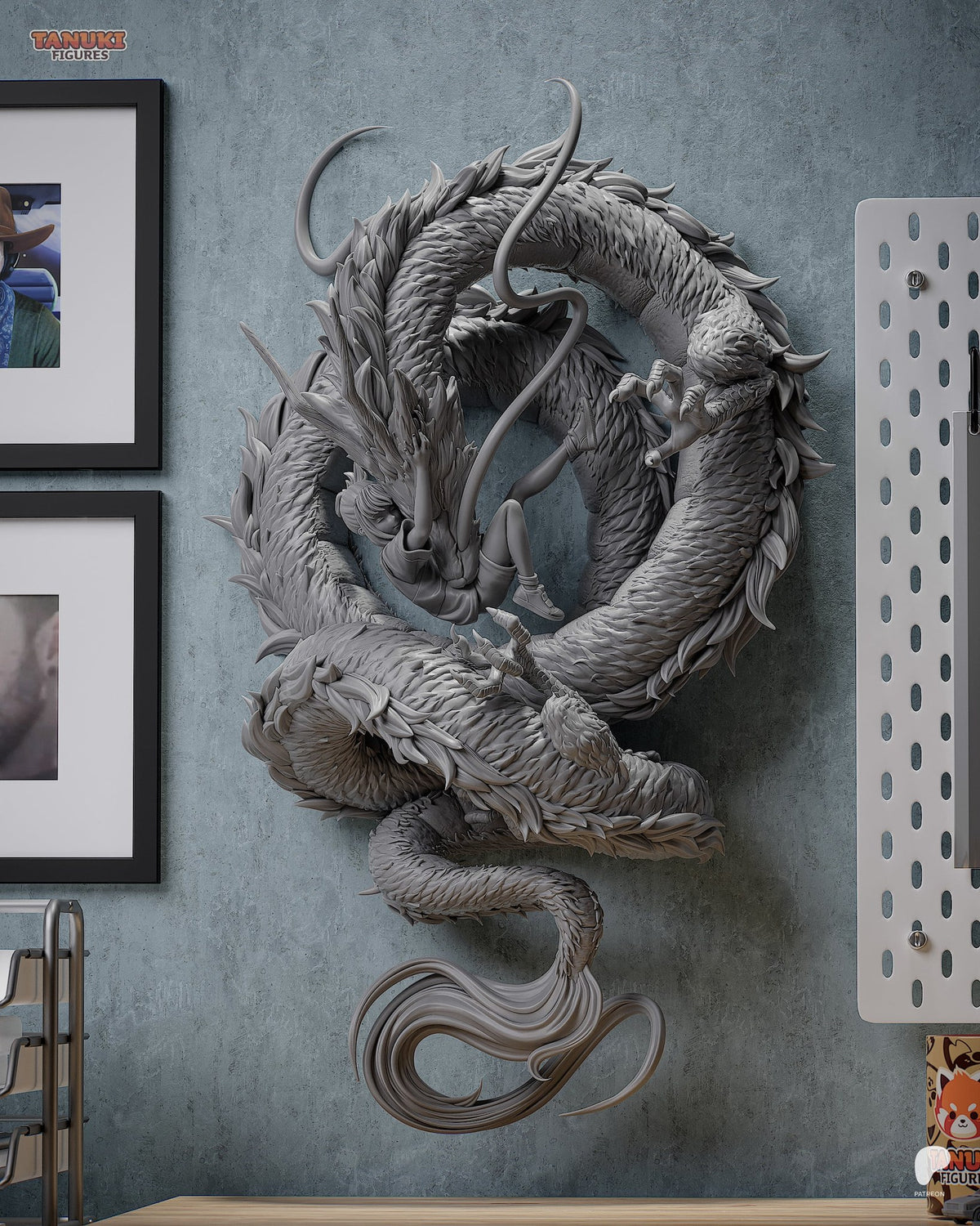 Chihiro and Haku (Spirited Away) resin figure by Tanuki Figures — studio render 6