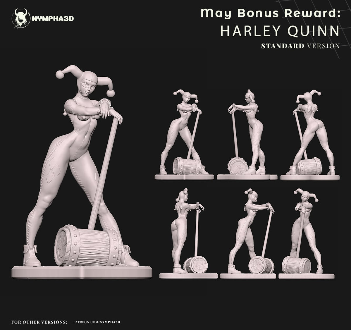 Harley Quinn (DC Comics) resin figure by Nympha — studio render 6
