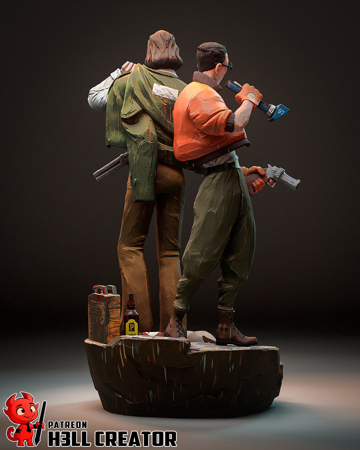 Harry and Kim (Disco Elysium) resin figure by h3LLcreator — studio render 12