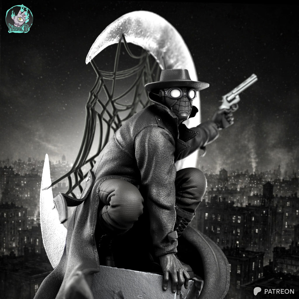 Spider-Man Noir (Marvel) resin figure by Kaidan 3D — studio render 3