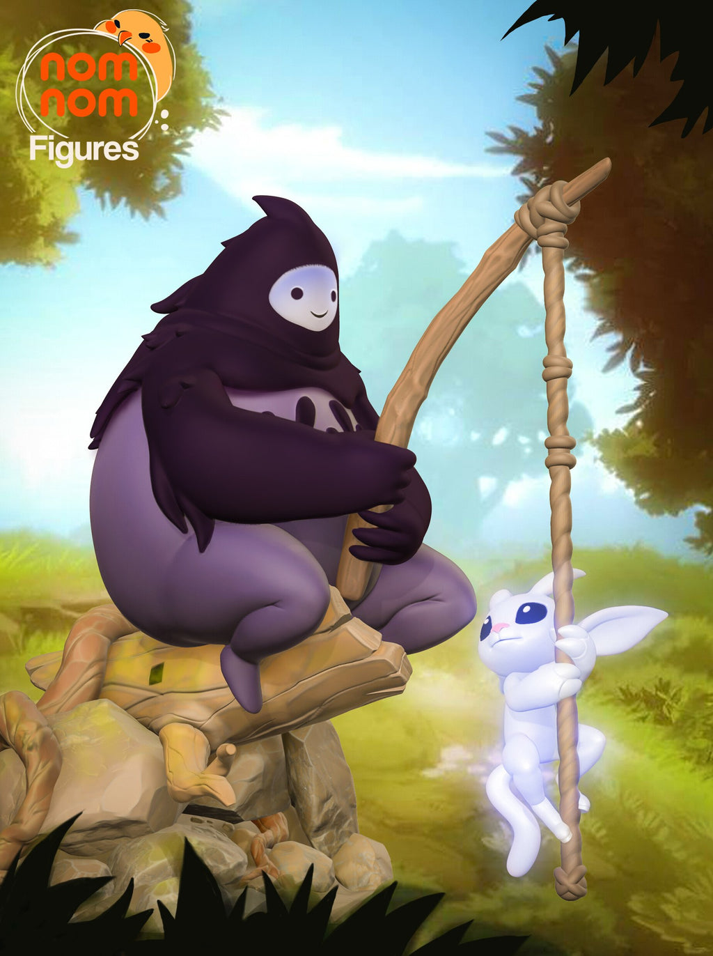Ori and Naru Ori and the Blind Forest resin figure by NomNom Figures — studio preview 1