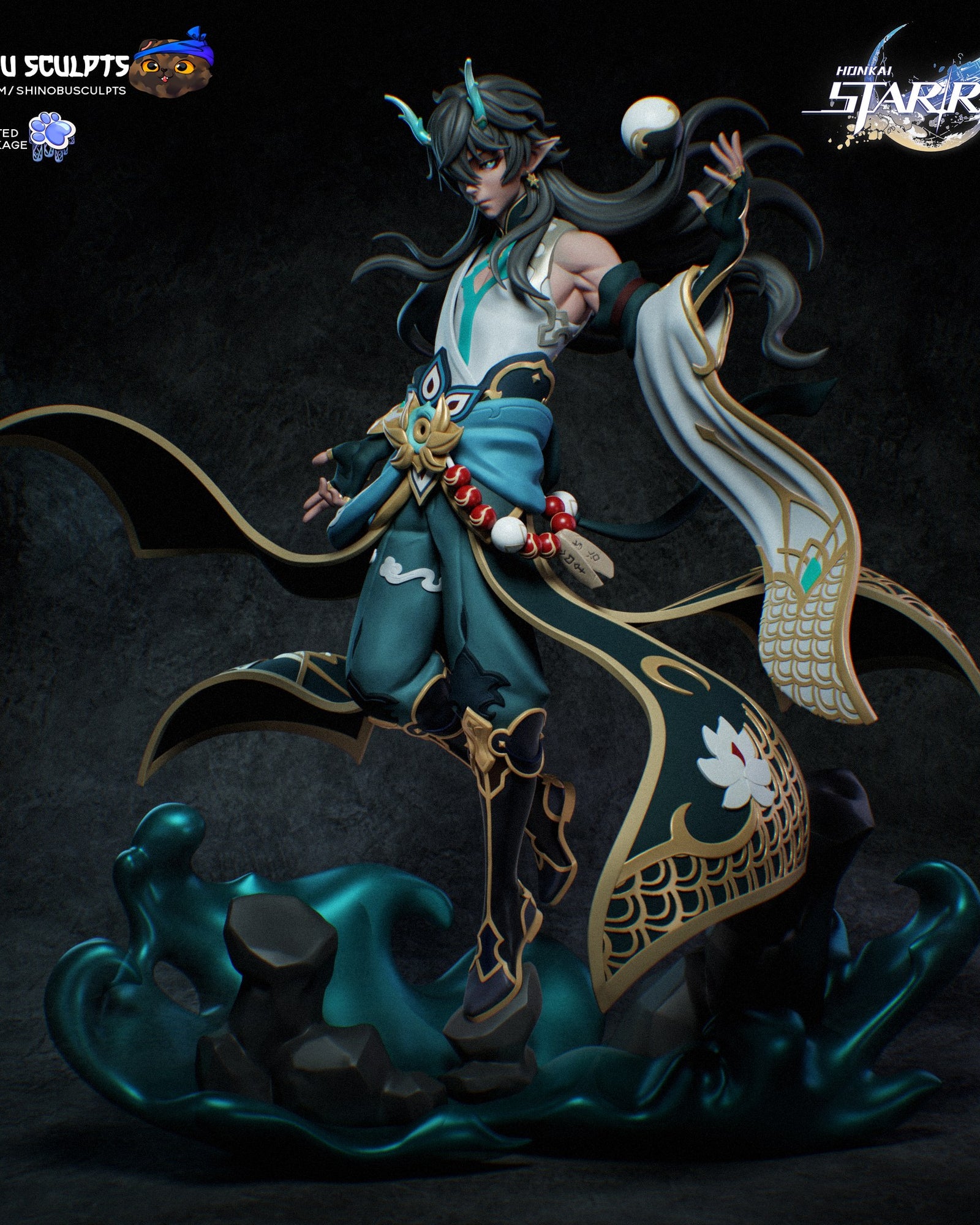 Dan Heng Imbibitor Lunae (Honkai Star Rail) resin figure by Shinobu Sculpts — studio render 2