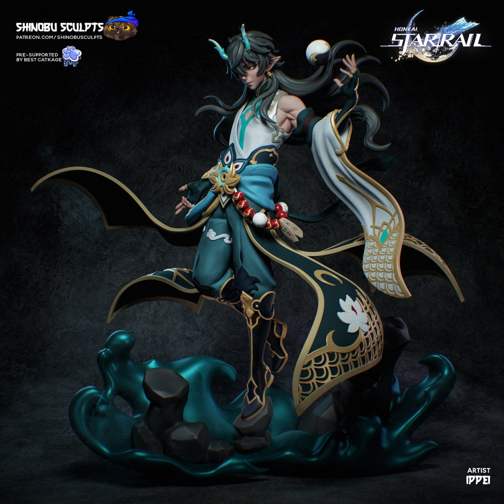 Dan Heng Imbibitor Lunae (Honkai Star Rail) resin figure by Shinobu Sculpts — studio render 2