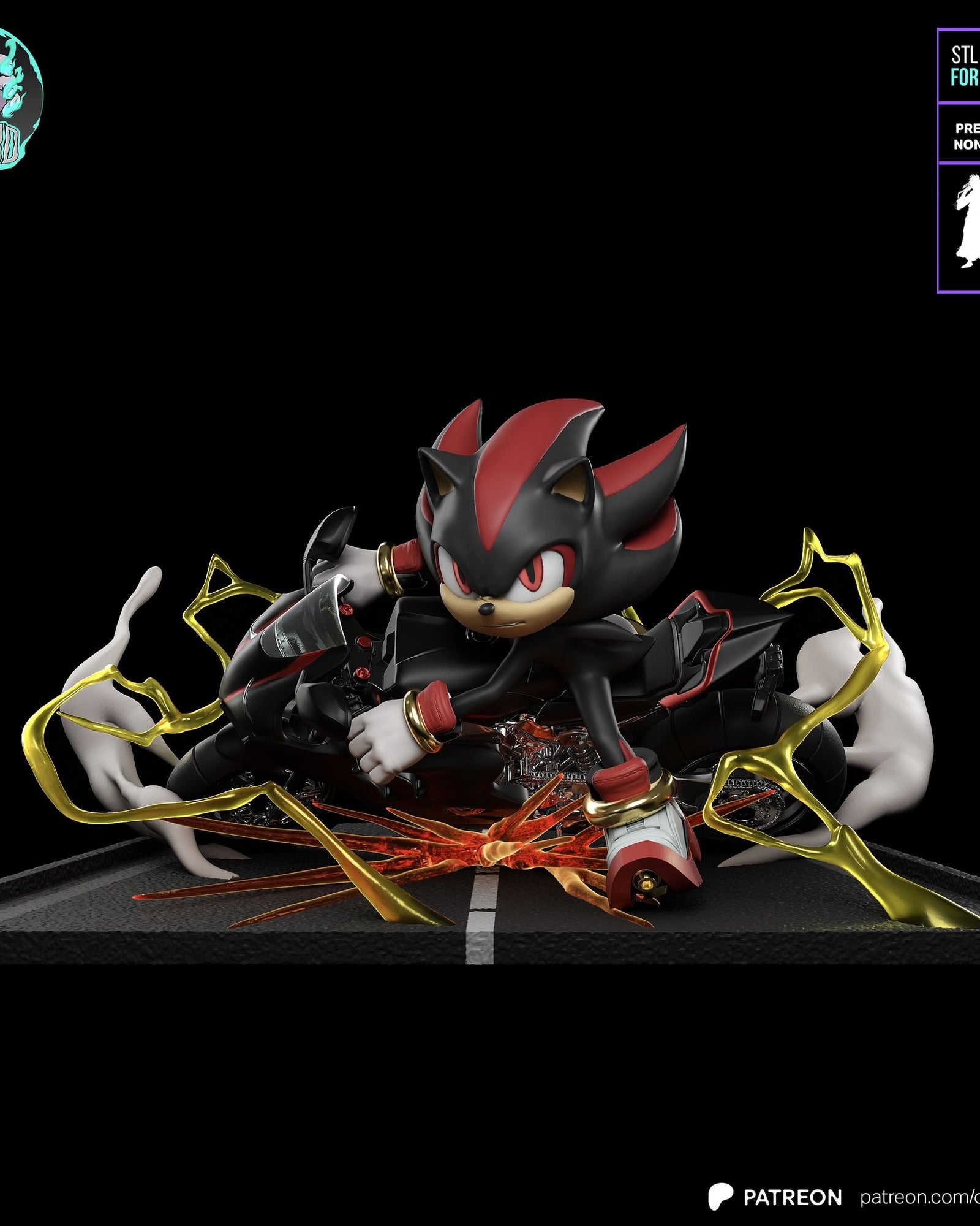 Shadow the Hedgehog (Sonic) resin figure by Kaidan 3D — studio render 2