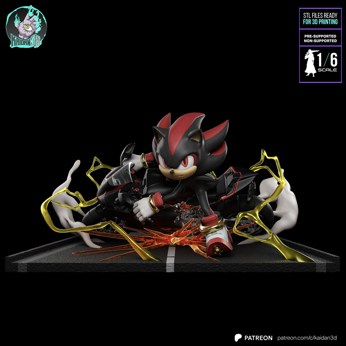 Shadow the Hedgehog (Sonic) resin figure by Kaidan 3D — studio render 2