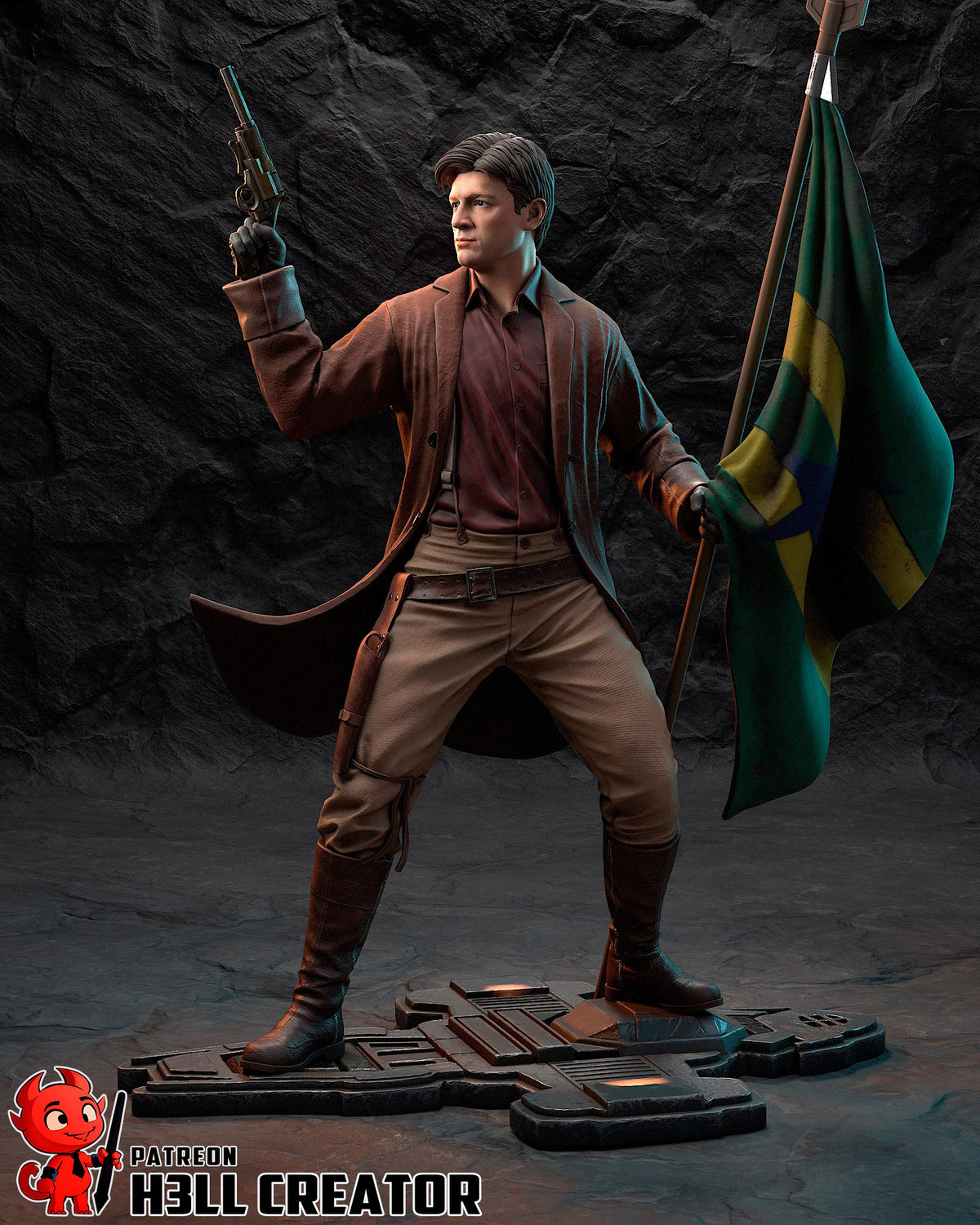 Malcolm Reynolds (Firefly) resin figure by h3LLcreator — studio render 5