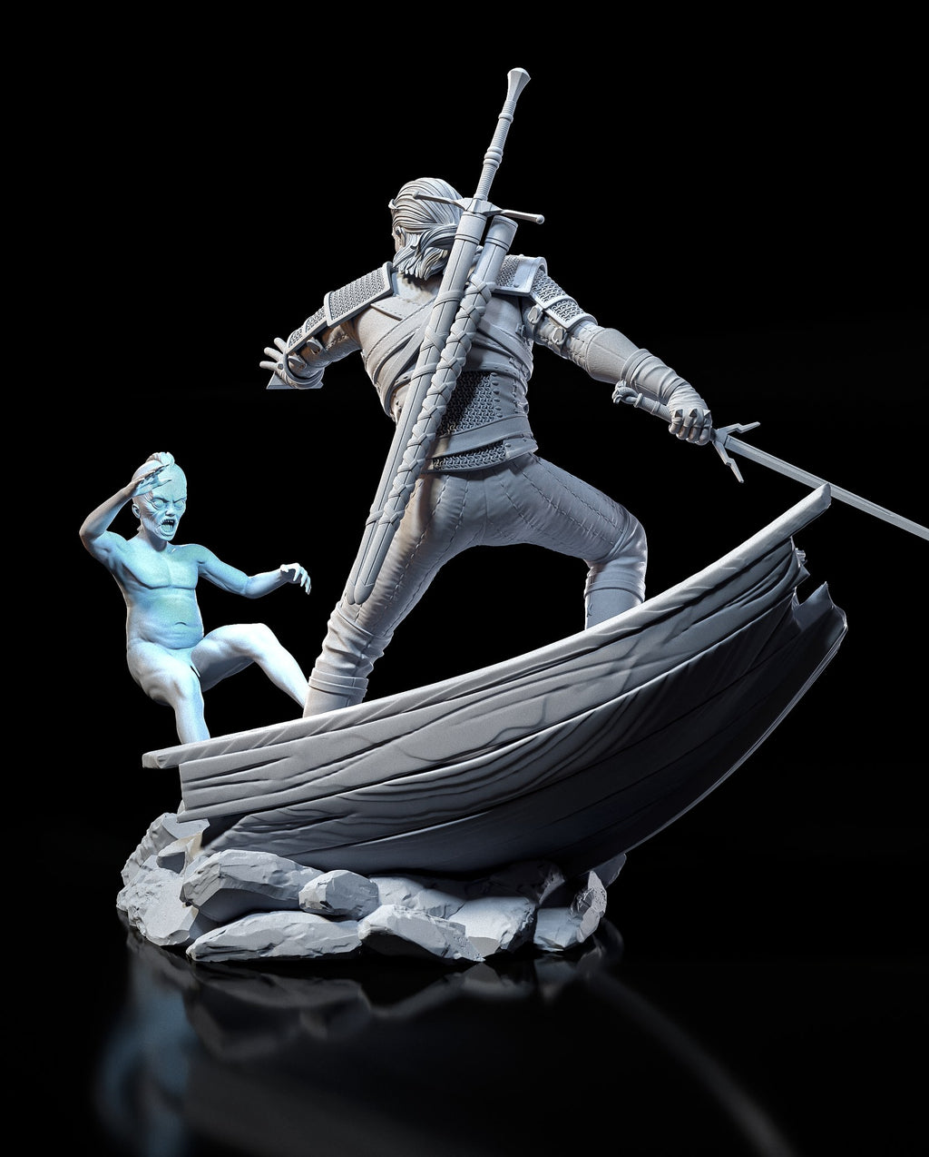 Geralt of Rivia (The Witcher) resin figure by h3LLcreator — studio render 2
