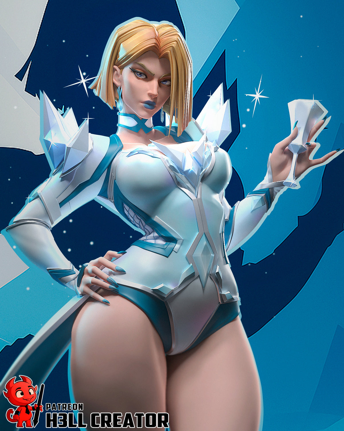 Emma Frost (Marvel) resin figure by h3LLcreator — studio render 1