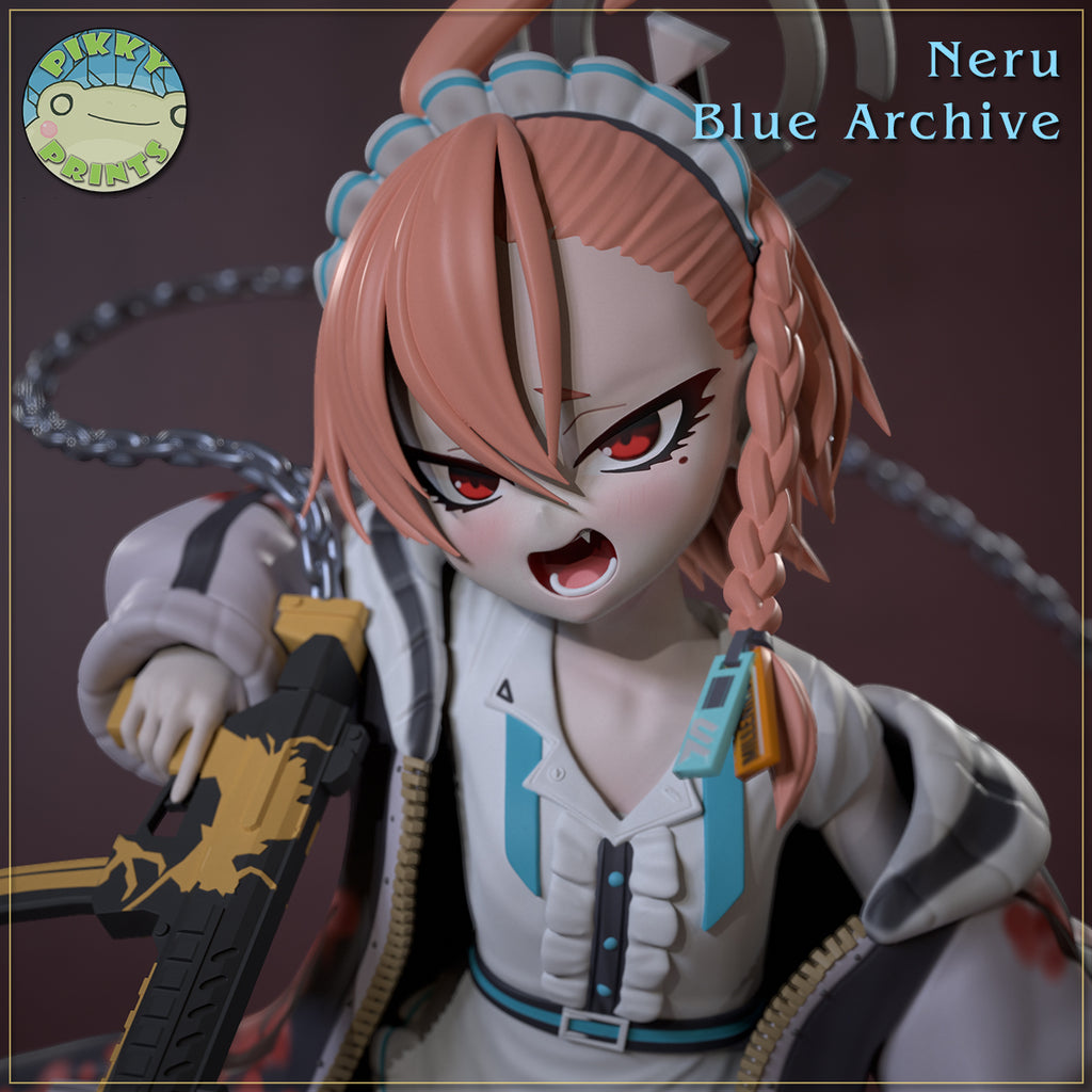 Mikamo Neru (Blue Archive) resin figure by PikkyPrints — studio render 2