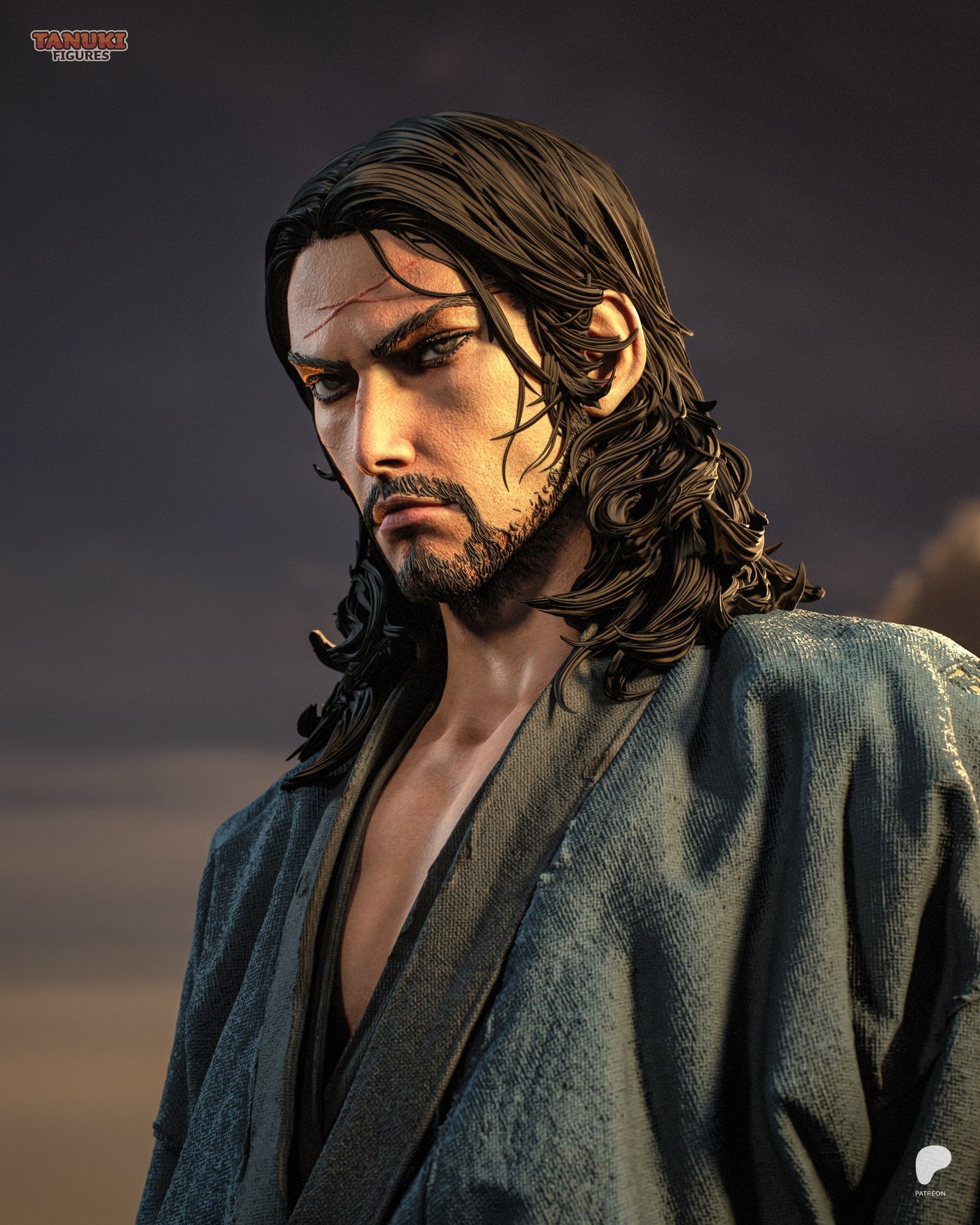 Miyamoto Musashi (Vagabond) resin figure by Tanuki Figures — studio render 4