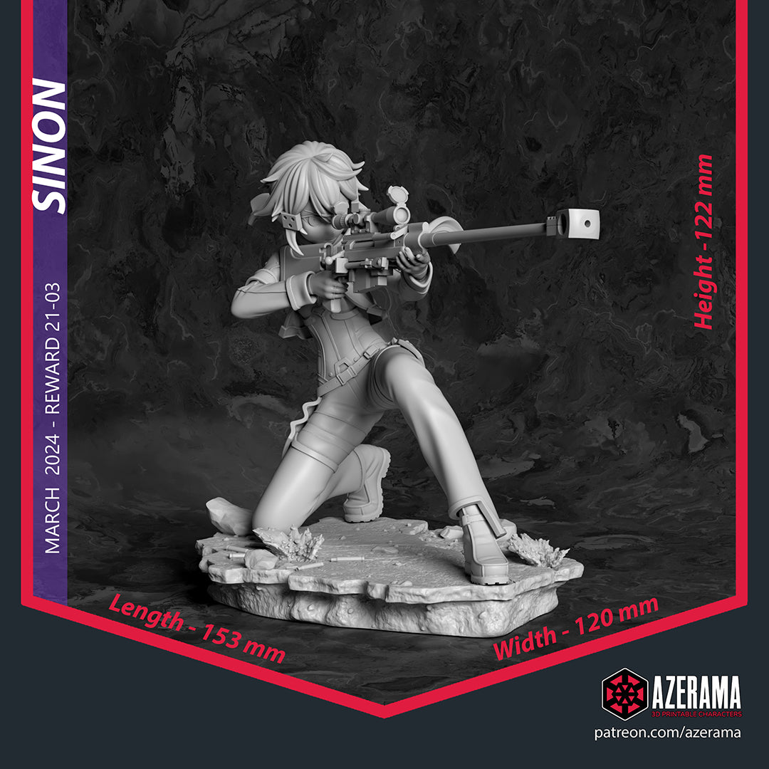 Sinon (Sword Art Online) resin figure by Azerama — studio render 3
