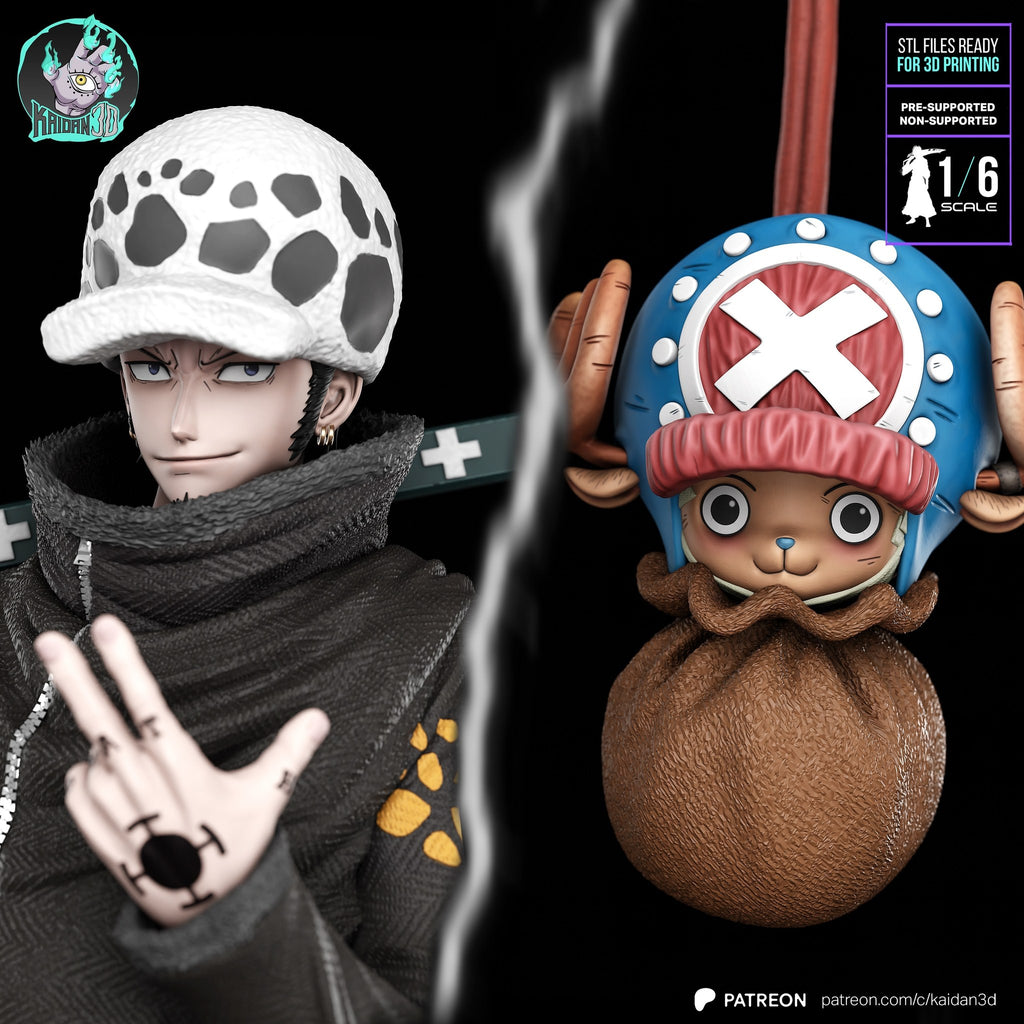 Trafalgar Law and Chopper (One Piece) resin figure by Kaidan 3D — studio render 3