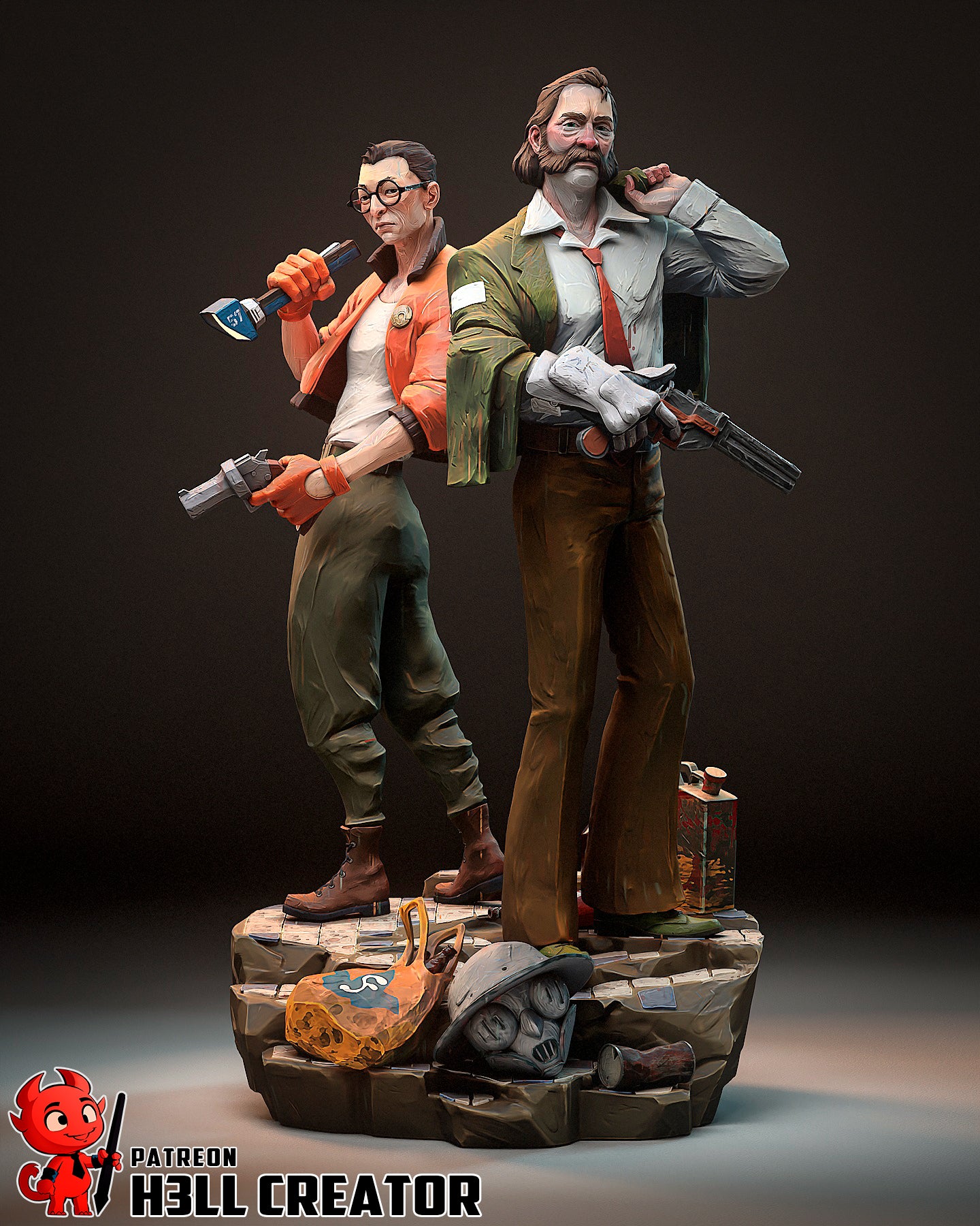 Harry and Kim (Disco Elysium) resin figure by h3LLcreator — studio render 3