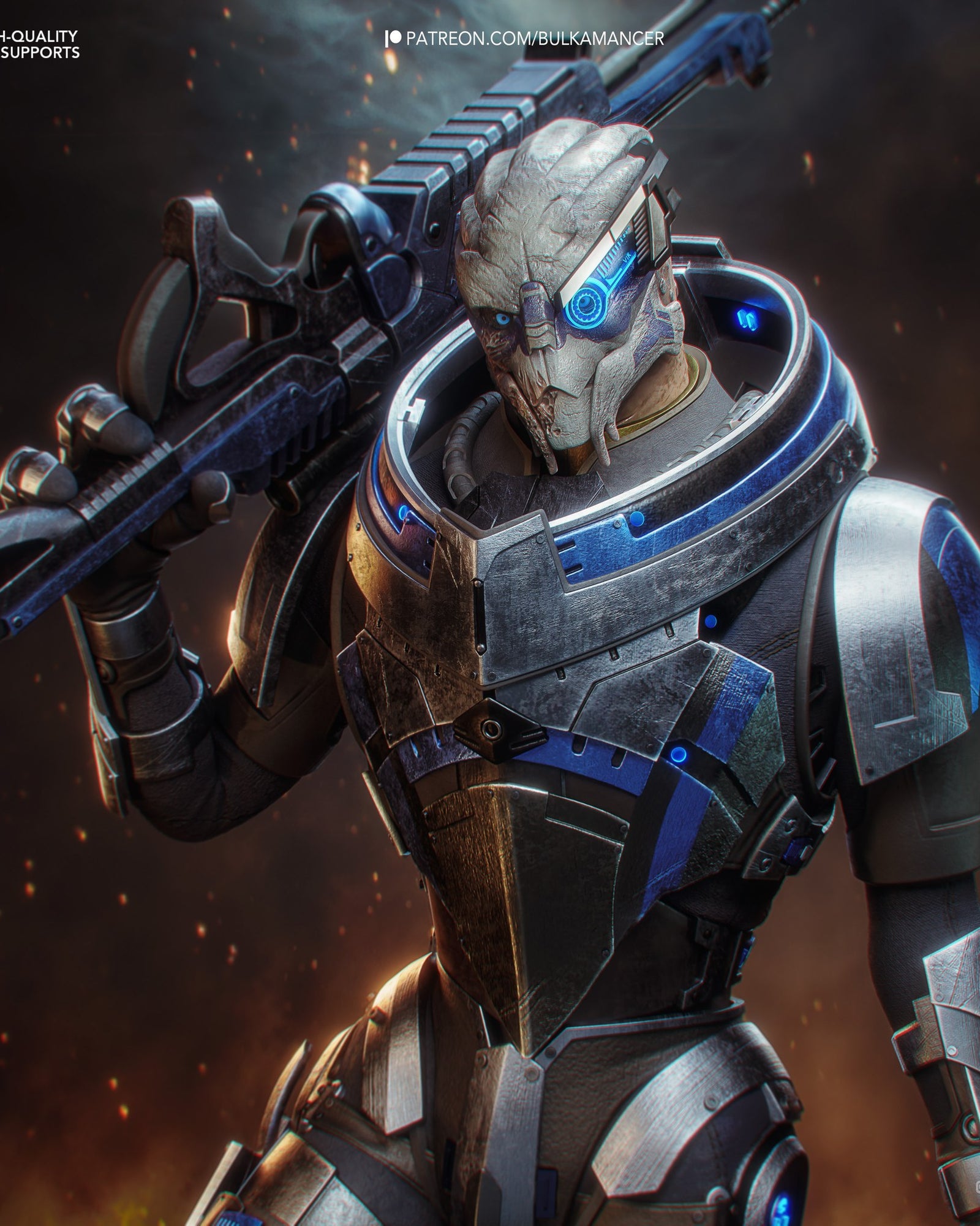 Garrus Vakarian (Mass Effect) resin figure by Bulkamancer — studio render 1