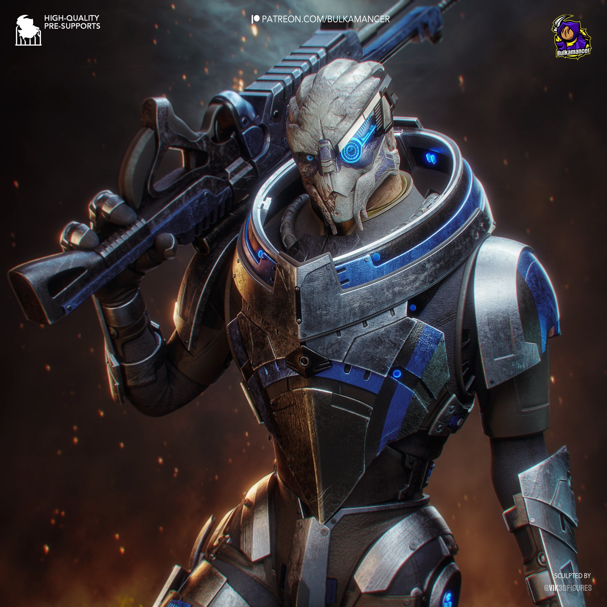Garrus Vakarian (Mass Effect) resin figure by Bulkamancer — studio render 1