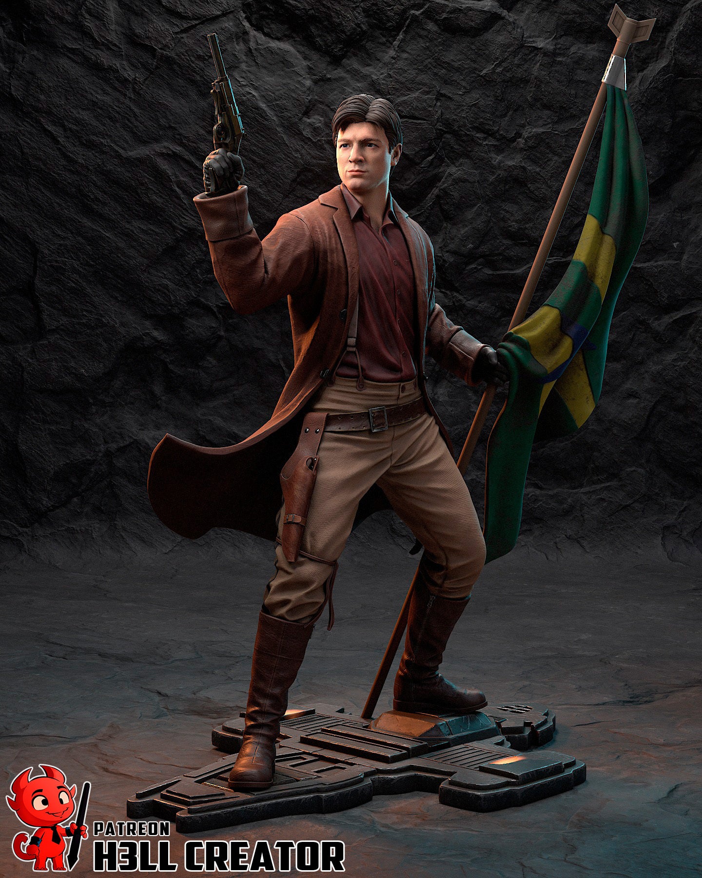 Malcolm Reynolds (Firefly) resin figure by h3LLcreator — studio render 3