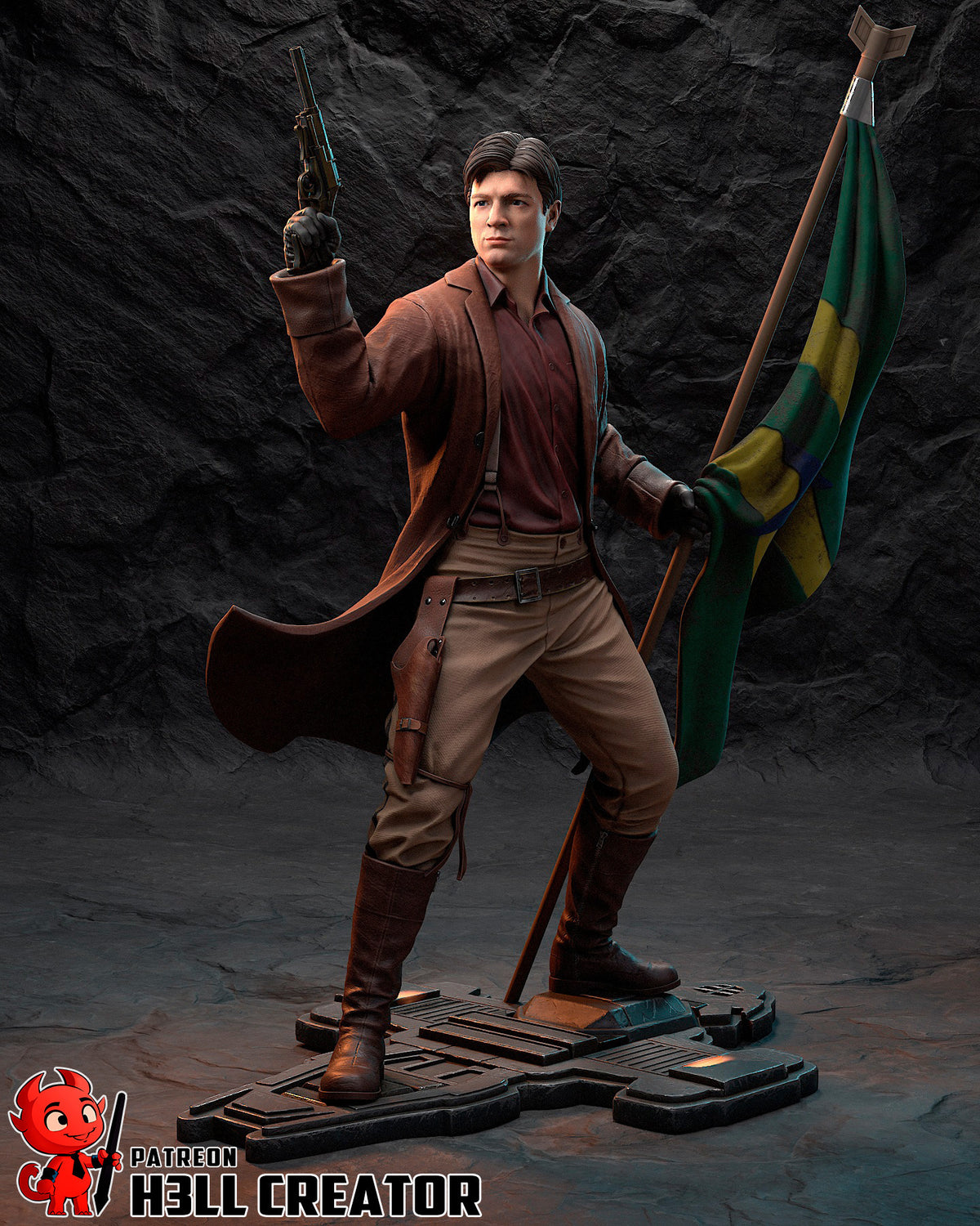 Malcolm Reynolds (Firefly) resin figure by h3LLcreator — studio render 3