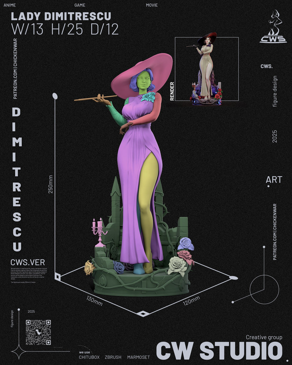 Alcina Dimitrescu (Resident Evil) resin figure by CW Studio — studio render 12
