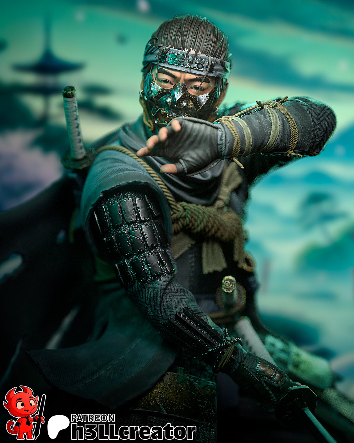 Jin Sakai (Ghost of Tsushima) resin figure by h3LLcreator — studio render 1