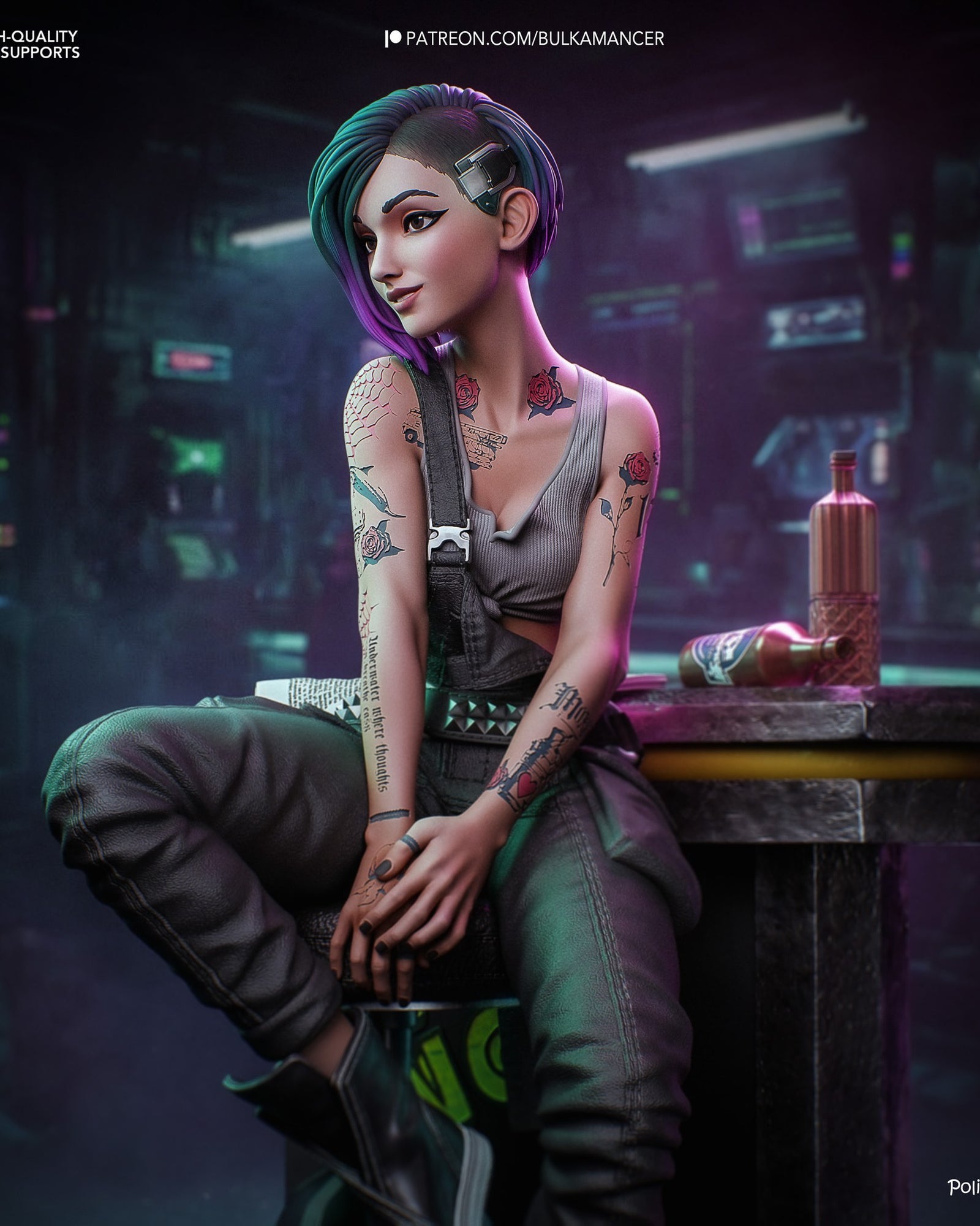 Judy Alvarez (Cyberpunk 2077) resin figure by Bulkamancer — studio render 1