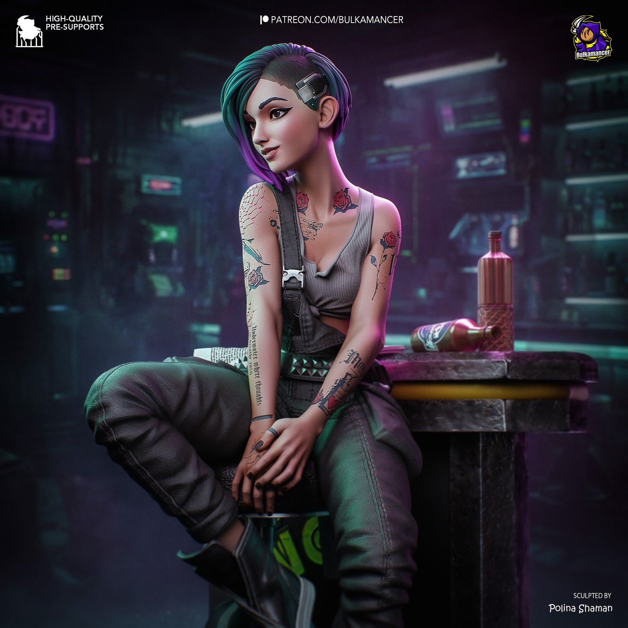 Judy Alvarez (Cyberpunk 2077) resin figure by Bulkamancer — studio render 1