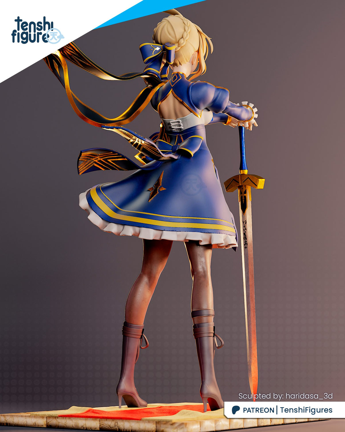 Artoria Pendragon (Fate) resin figure by Tenshi Figures — studio render 2