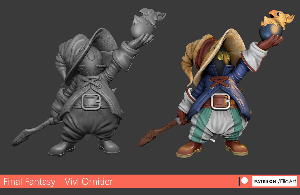 Vivi Ornitier with baby Chocobo — studio render 3
