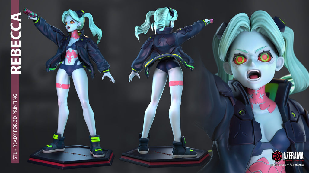 Rebecca (Cyberpunk Edgerunners) resin figure by Azerama — studio render 2