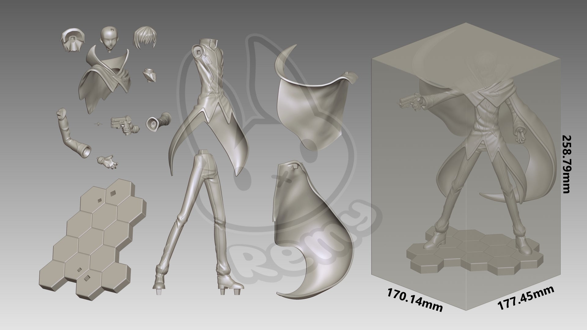 Lelouch Lamperouge (Code Geass) resin figure by RemyJF — studio render 6