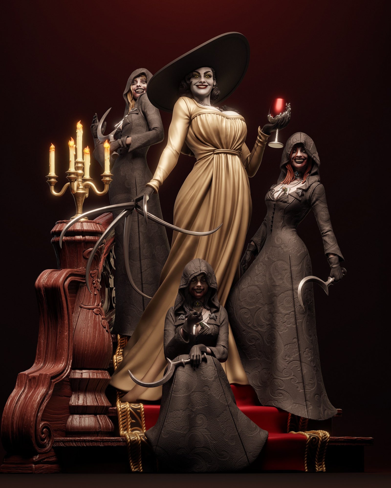 Lady Dimitrescu Resident Evil resin figure by CA 3D Studios — studio preview 3