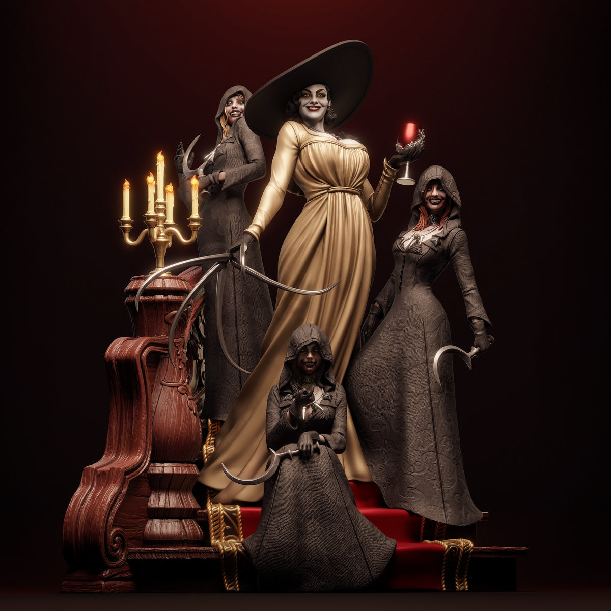 Lady Dimitrescu Resident Evil resin figure by CA 3D Studios — studio preview 3
