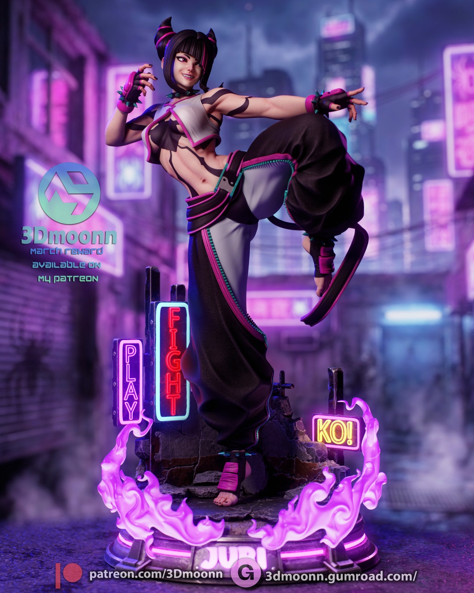 Juri Han Street Fighter resin figure by 3Dmoonn — studio preview