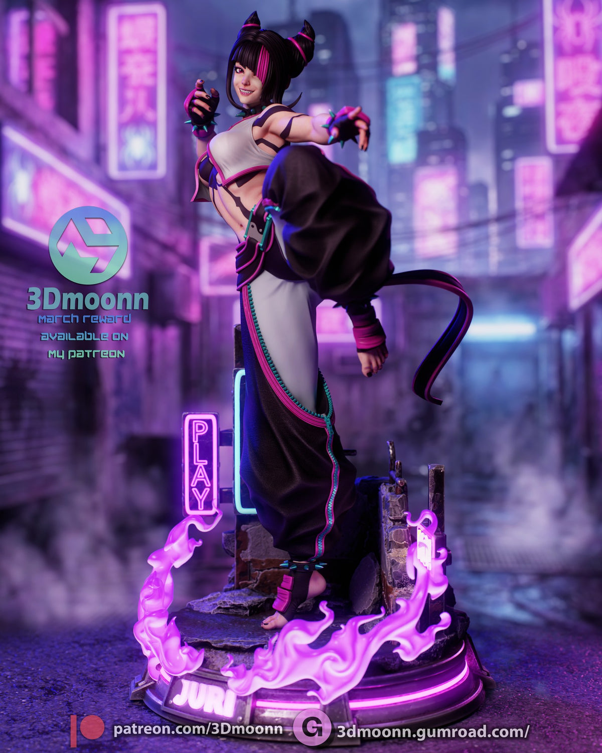 Juri Han Street Fighter resin figure by 3Dmoonn — studio preview
