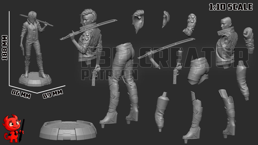 Female V (Cyberpunk 2077) resin figure by h3LLcreator — studio render 11